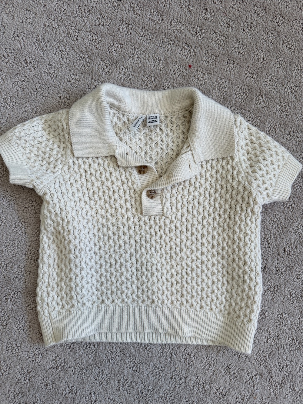 Janie and Jack Cream Knit Polo Sweater Top 12-18 months